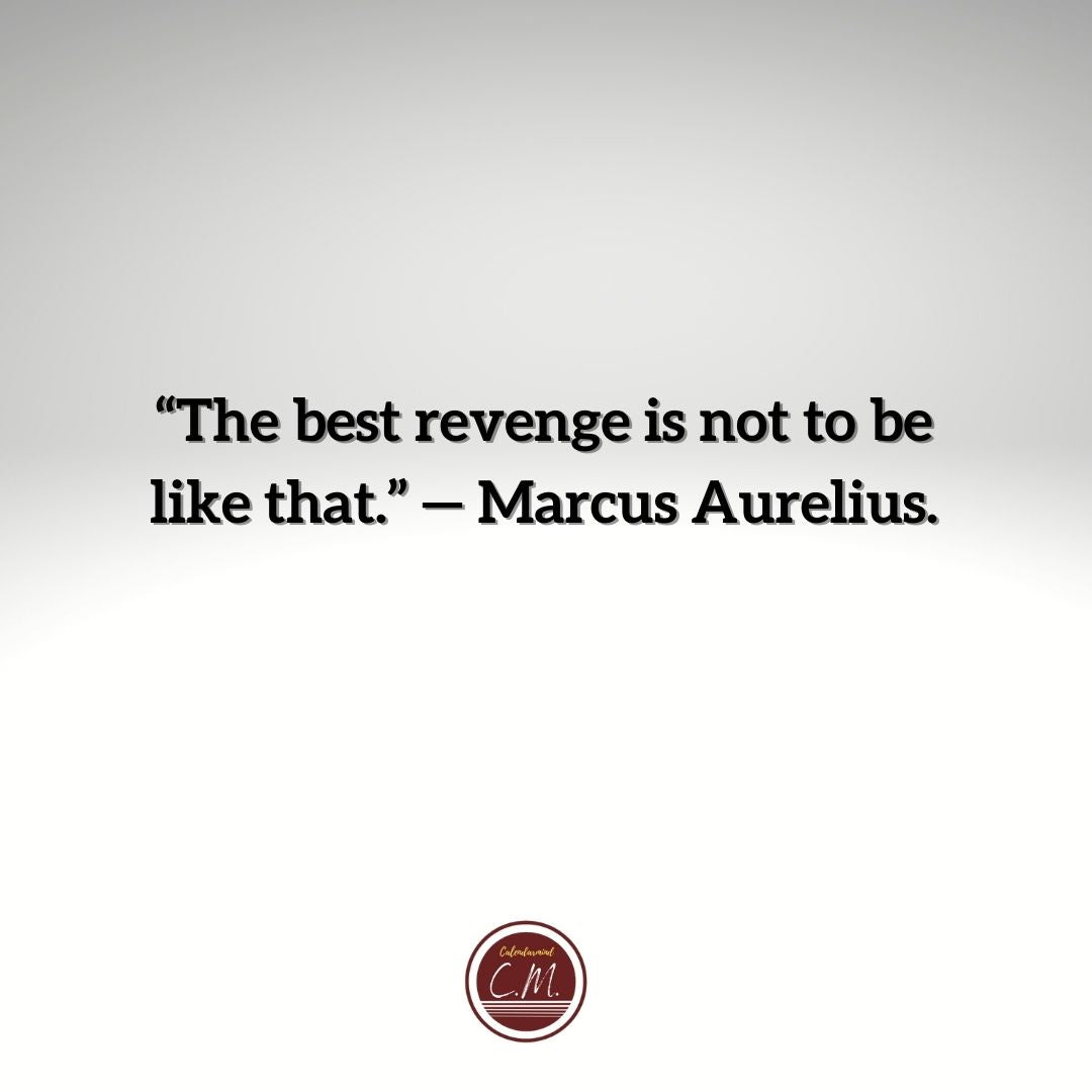 “The best revenge is not to be like that.” — Marcus Aurelius.