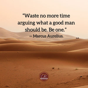 “Waste no more time arguing what a good man should be. Be one.” — Marcus Aurelius.